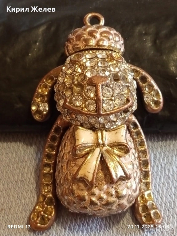 Метална висулка ОВЦА с кристали много красив стилен дизайн 52161, снимка 1