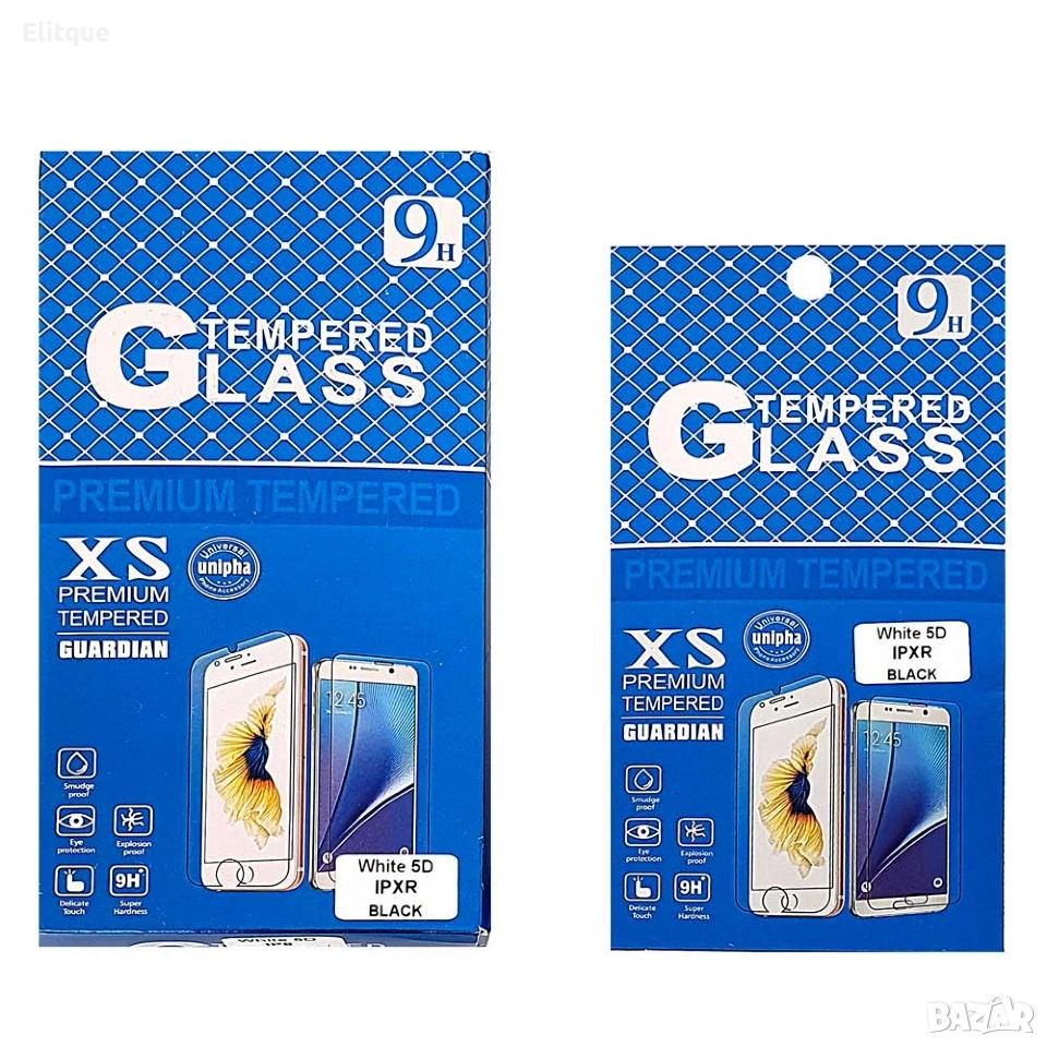 10 бр. 5D стъклен протектор Iphone XR-BLACK-sin, снимка 1