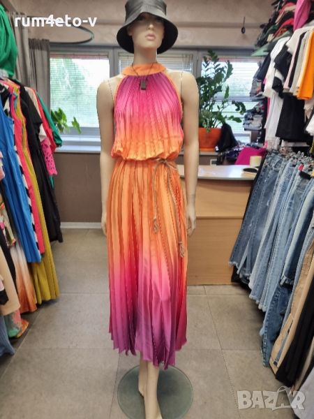 Сатенена рокля солей в преливащи цветове, снимка 1