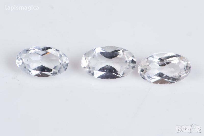 3 броя бял топаз 0.91ct 5x3mm овална шлифовка #1, снимка 1