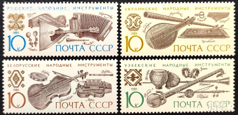 СССР, 1989 г. - пълна серия чисти марки, музика, 3*8, снимка 1