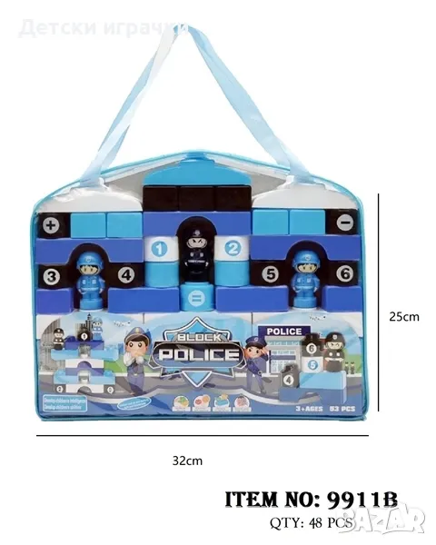 Конструктор полиция средно големи 53части , снимка 1