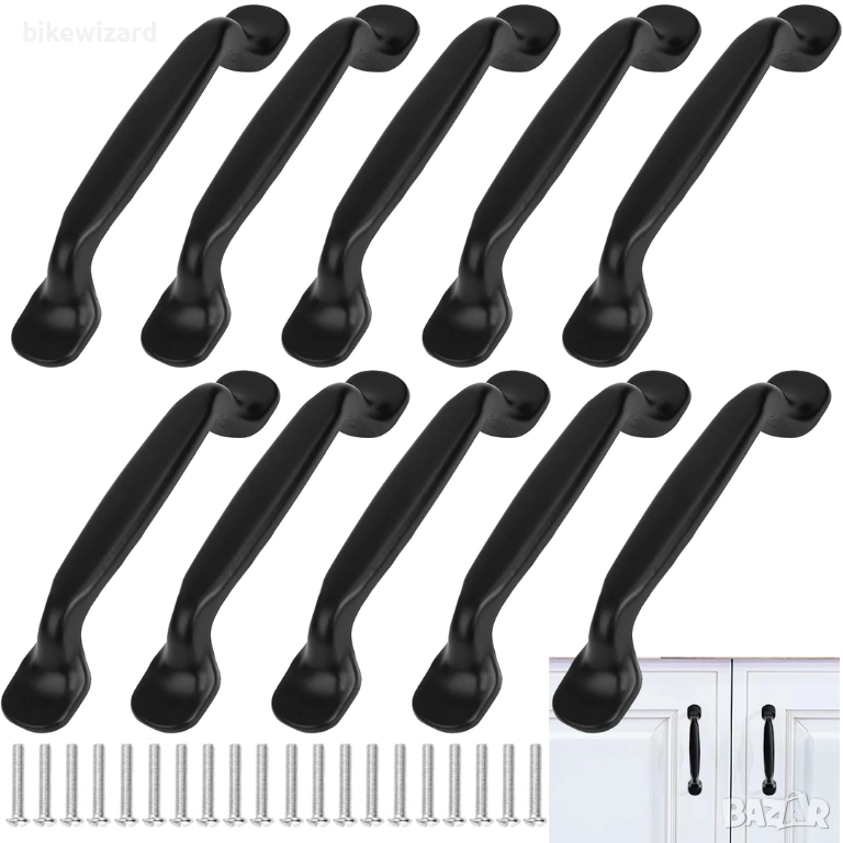 Пакет от 10 черни дръжки за шкафове  НОВИ, снимка 1