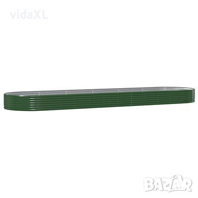 vidaXL Градинска повдигната леха прахово боядисана стомана зелена(SKU:318928, снимка 1