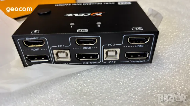 KCEVE Dual Monitor KVM Switch HDMI/DP 2-Port 4K@60Hz (Нов), снимка 2 - Други - 48442717