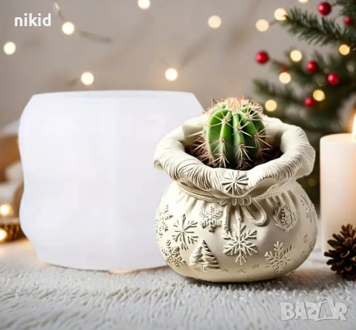 3D Коледен чувалче зимен коледен силиконов молд форма смола гипс свещ щоколад декор, снимка 2 - Форми - 52645657