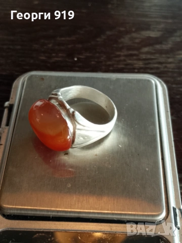 Сребърен пръстен с карнеол , снимка 3 - Пръстени - 53812867