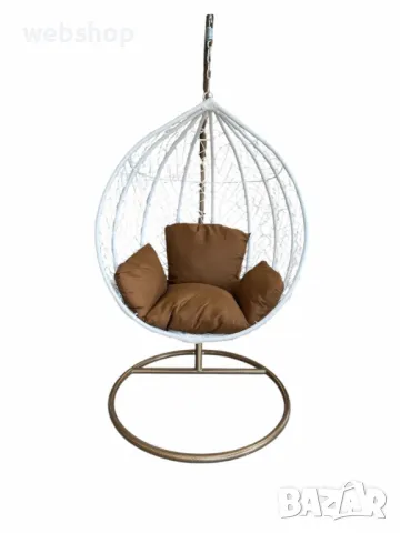 Луксозен Висящ стол за градина, Dajar, Ратан/Метал/Полиестер, снимка 6 - Градински мебели, декорация  - 50343405