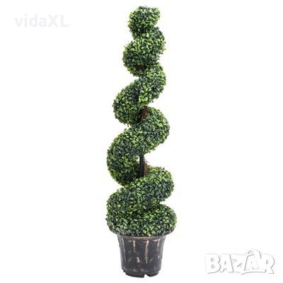 vidaXL Изкуствен чемшир спираловидно растение със саксия зелен 117 см(SKU:336504, снимка 1 - Стайни растения - 45733898