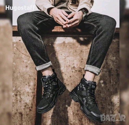 Нови мъжки кубинки черни камуфлажни непромокаеми ботуши тактически обувки 44/45, снимка 8 - Маратонки - 53154636