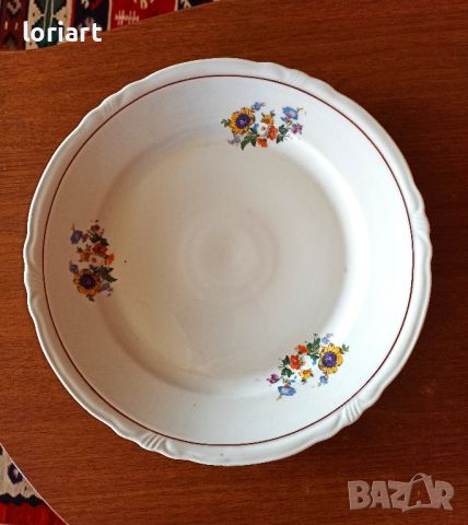 Голяма чиния/плато - стар български порцелан, снимка 1 - Антикварни и старинни предмети - 45711231