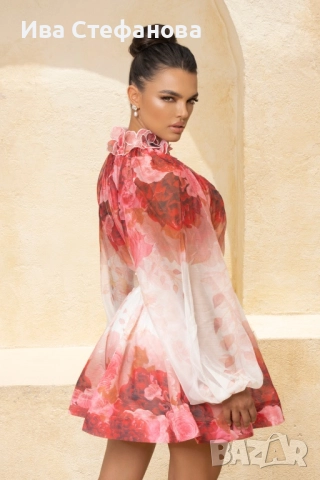 риза шифон релефни цветя флорален принт  вискоза 3 Д цветя риза шифон феерична , снимка 10 - Ризи - 51646866