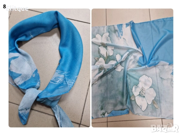 Красив дамски шал в различни принтове 70/70см, 100% памук, снимка 3 - Шалове - 52894993