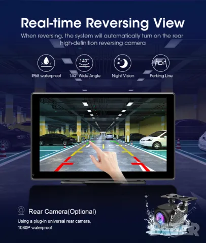 9 инча мултимедия, с монтаж на СТОЙКА, задна камера, навигация, радио MP3 видео, CarPlay AndroidAuto, снимка 4 - Аксесоари и консумативи - 47560735