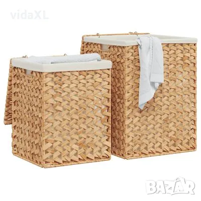 vidaXL Кошове за пране, 2 бр, воден хиацинт（SKU:355183）, снимка 3 - Други стоки за дома - 49548050