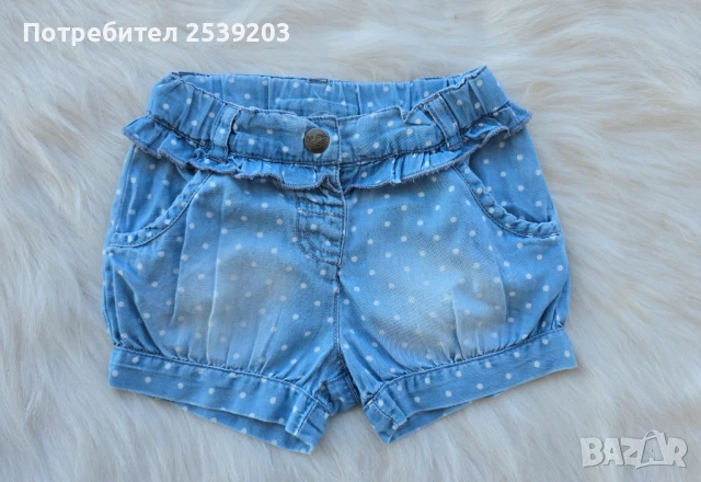 Детски къси дънки  9-12 месеца, снимка 2 - Панталони и долнища за бебе - 50959606
