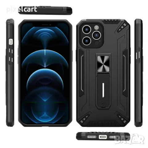 Удароустойчив калъф Shock Armor за iPhone 13 Pro, Черен, снимка 3 - Калъфи, кейсове - 48016012