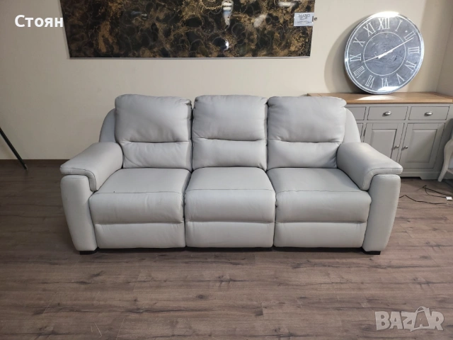 Италиански сив диван тройка Avola с електрически релакс механизъм