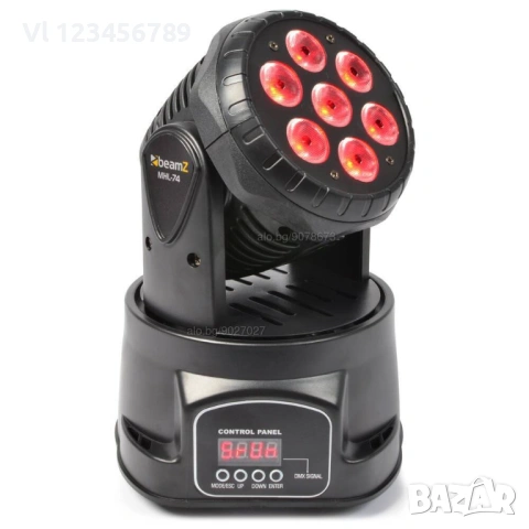Диско прожектор 7 led mini moving head лед с въртяща се глава, снимка 7 - Други - 53816475