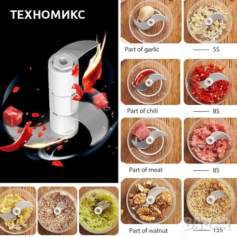 Електрическа резачка за чесън, мини преносима резачка, 250 мл, бяла, 8,3x13 см, снимка 9 - Аксесоари за кухня - 51839911