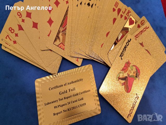 Луксозни позлатени карти за игра с долари със сертификат, снимка 4 - Карти за игра - 45724715