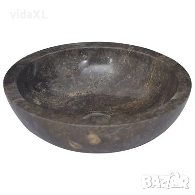 vidaXL Сива мивка, Ø40x12 см, мрамор(SKU:149157), снимка 3 - Мивки - 48846972