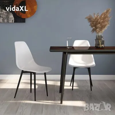 vidaXL Трапезни столове, 2 бр, бели, PP（SKU:338042）, снимка 3 - Столове - 49501359