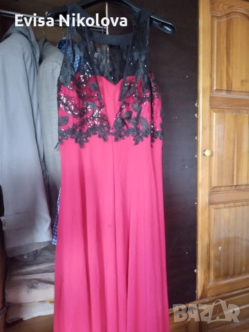 дълга рокля в червено , снимка 2 - Рокли - 53579682