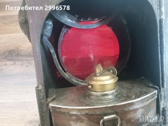 Немски ЖП фенер ( сигнален армейски газов вагонен военен фар лампа ), снимка 4 - Антикварни и старинни предмети - 46279209