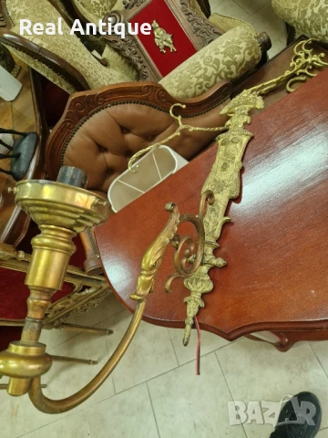 Чифт стари страхотни антикварни френски бронзови аплици , снимка 4 - Антикварни и старинни предмети - 50792565