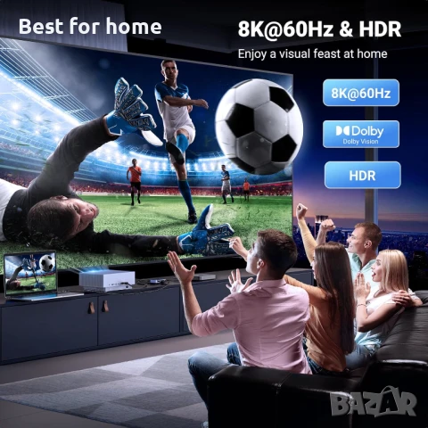 UGREEN HDMI 2.1 адаптер  8K@60Hz двупосочен 2 входа 1 изход, снимка 5 - Мрежови адаптери - 50710347