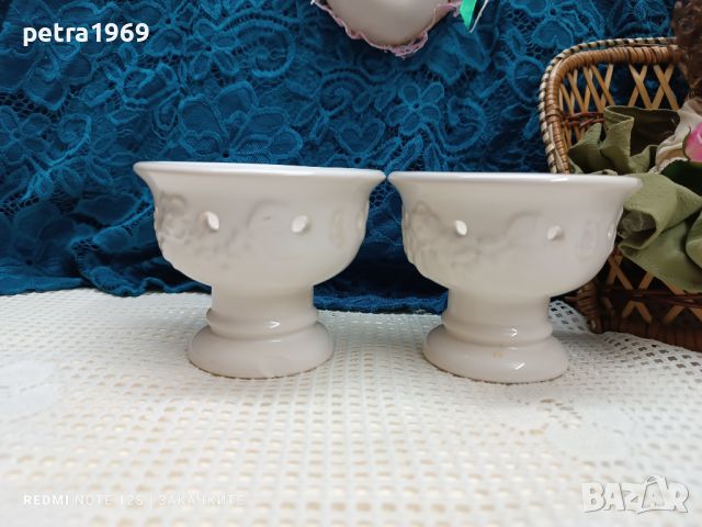 Свещници от бяла керамика, снимка 1 - Други - 46053341