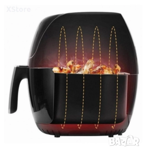 Фритюрник AirFryer Voltz, 1500W, 5л., Горещ въздух, Таймер, до 200°C, Черен, 2 ГОДИНИ ГАРАНЦИЯ, снимка 2 - Фритюрници - 52437318