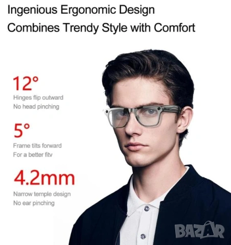 Смарт Записващи Очила с Камера Фотохромни Bluetooth Разговори Музикален Плейър Умни Очила Видеозапис, снимка 13 - Комплекти за видеонаблюдение - 53414767