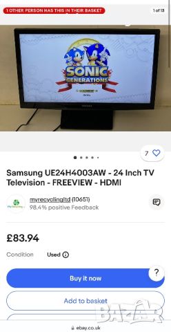 Телевизор монитор Samsung Самсунг UE24H4003AW - 24 inch Tv  Freeview, снимка 7 - Телевизори - 46629636