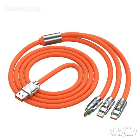 USB силиконов кабел за бързо зареждане 120W Micro usb, Type C, IOS, снимка 2 - Резервни части за телефони - 46394786