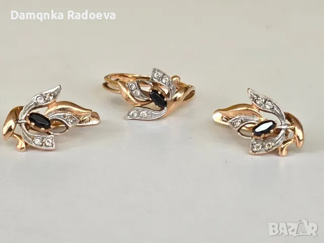 Златен комплект розово злато 14 карата, снимка 3 - Колиета, медальони, синджири - 49783258