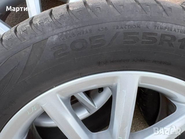 Оригинални Алуминиеви джанти 16 5х112 със летни гуми 205 55 16 дот 23г , снимка 7 - Гуми и джанти - 54118374