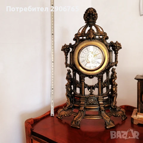 Стар каминен часовник механичен работещ, снимка 3 - Антикварни и старинни предмети - 50898927