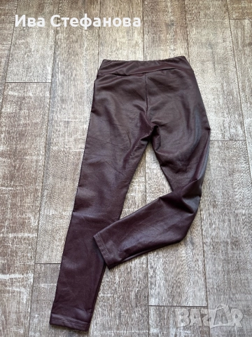 Нов кафяв бордо кожен ватиран еластичен клин висока талия M/L размер 