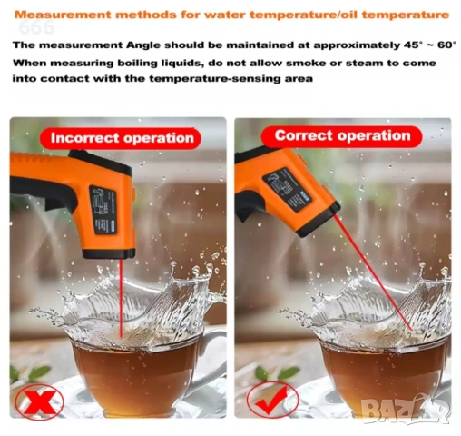 Безконтактен ръчен индустриален високопрецизен електронен температурен уред CX6014, снимка 7 - Друга електроника - 54000803