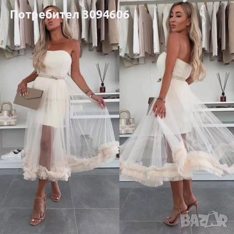 Свежа дамска рокля с тюл 