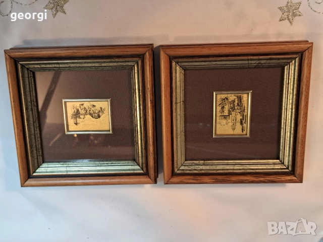 италианска мини картина със златно фолио 22 карата   29/1, снимка 5 - Картини - 52027606