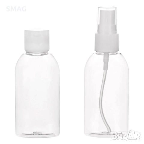 Комплект шишета за пътуване, прозрачни – 60 мл × 2 бр._1200449