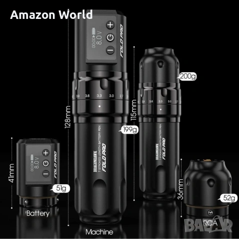 ‼️Безжична машина за татуировки Dragonhawk Fold Pro Pen Ротационна‼️, снимка 6 - Друга електроника - 53615153