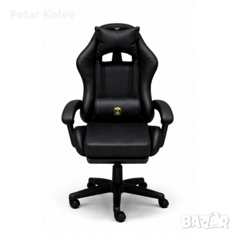 Премиум геймърски стол с масажна функция, поставка за крака и ергономична метална рамка, PU кожа, Че, снимка 5 - Столове - 53457345