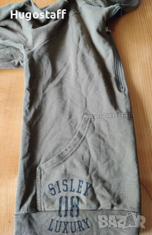 Италиански военнен суичър худи зелен качулка Sisley Л,Хл, снимка 2 - Суичъри - 52010471