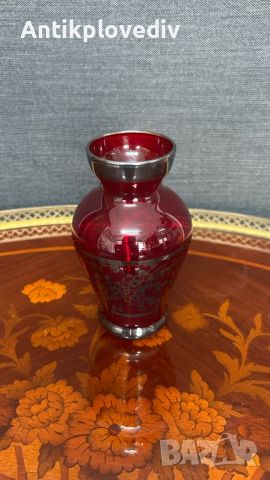 Кристална ваза Bohemia със сребро, снимка 6 - Вази - 45334592
