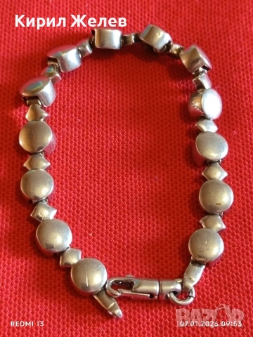 Уникална сребърна гривна майсторска ръчна изработка закопчалка тип Омар 30692, снимка 4 - Гривни - 53015951