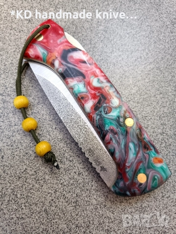 Сгъваем нож ръчно изработен от М390 стомана + ПОДАРЪК кания, снимка 4 - Ножове - 51501238